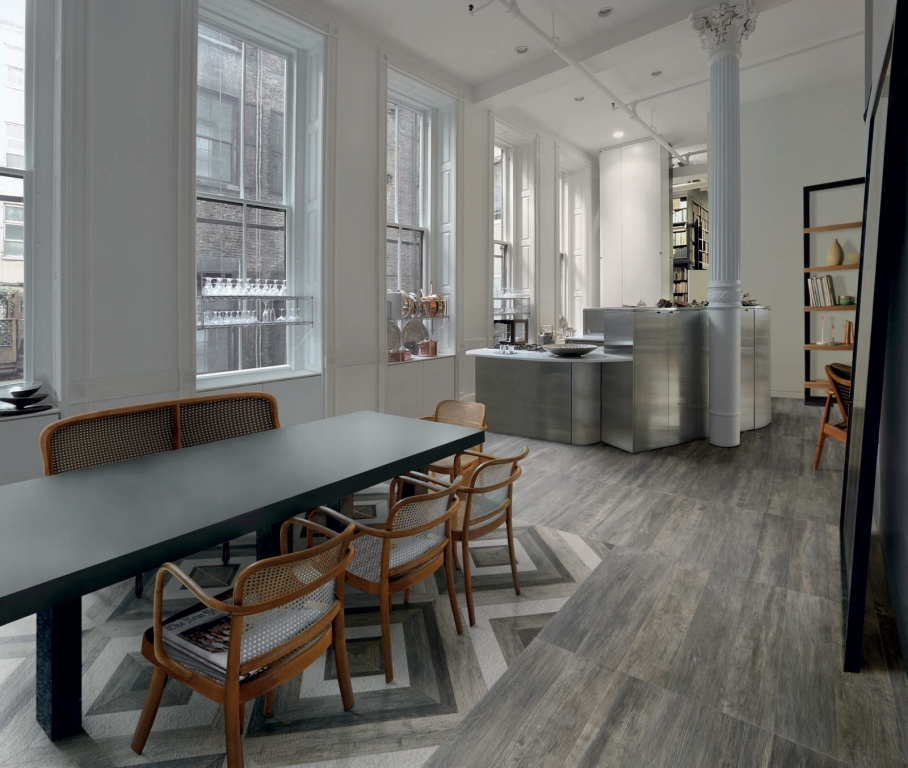 Ceramiche Caesar vibe squares cold és cinder famintás padlólapok